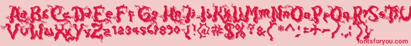 フォントDarkwoodShadow – ピンクの背景に赤い文字
