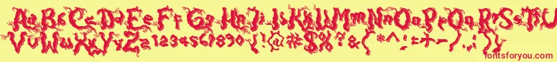 DarkwoodShadow Font – Red Fonts on Yellow Background