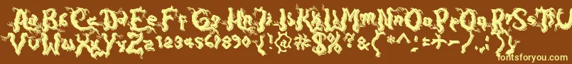 Fonte DarkwoodShadow – fontes amarelas em um fundo marrom