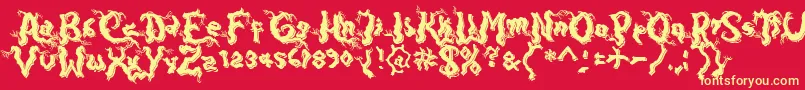 DarkwoodShadow Font – Yellow Fonts on Red Background