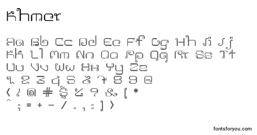 Schriftart Khmer – Alphabet, Zahlen, spezielle Symbole