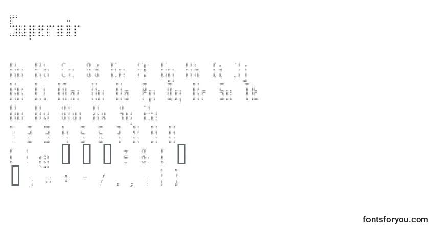Schriftart Superair – Alphabet, Zahlen, spezielle Symbole