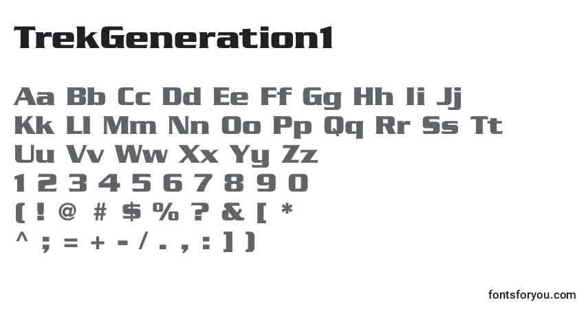 Czcionka TrekGeneration1 – alfabet, cyfry, specjalne znaki