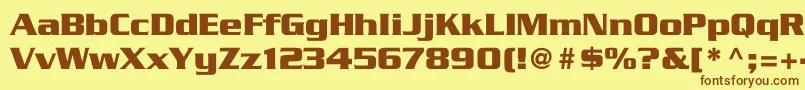 フォントTrekGeneration1 – 茶色の文字が黄色の背景にあります。