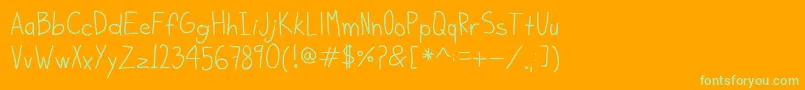 KiddoSoup Font – Green Fonts on Orange Background