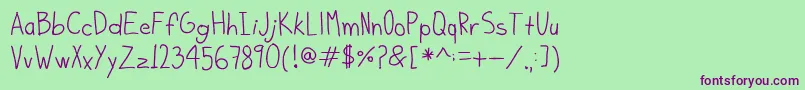 KiddoSoup Font – Purple Fonts on Green Background