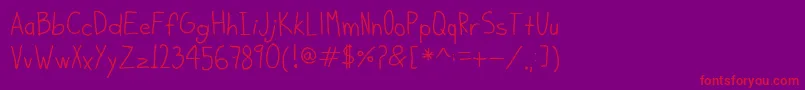 KiddoSoup-Schriftart – Rote Schriften auf violettem Hintergrund