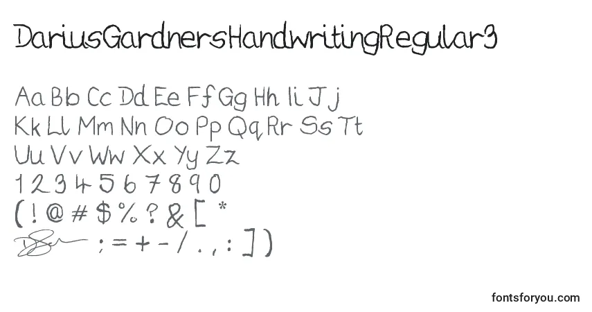 Czcionka DariusGardnersHandwritingRegular3 – alfabet, cyfry, specjalne znaki