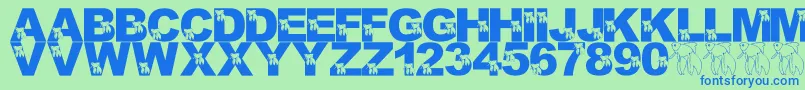 Czcionka LmsMasterBetaMike – niebieskie czcionki na zielonym tle