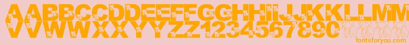 LmsMasterBetaMike-Schriftart – Orangefarbene Schriften auf rosa Hintergrund