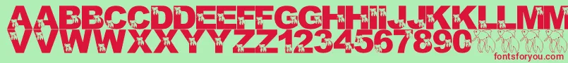 LmsMasterBetaMike Font – Red Fonts on Green Background