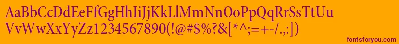 MinionproMediumcnsubh-fontti – violetit fontit oranssilla taustalla