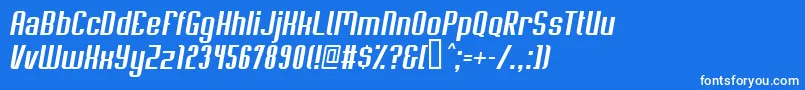 Weitere Informationen zur SoupertrouperOblique-Schriftart SoupertrouperOblique-Schriftart – Weiße Schriften auf blauem Hintergrund