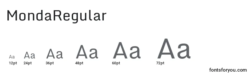 MondaRegular Font Sizes