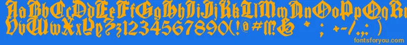 Cantaragotica Font – Orange Fonts on Blue Background