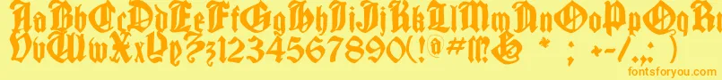 フォントCantaragotica – オレンジの文字が黄色の背景にあります。