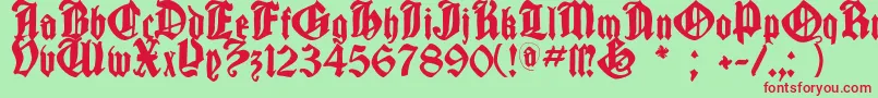 Cantaragotica-fontti – punaiset fontit vihreällä taustalla