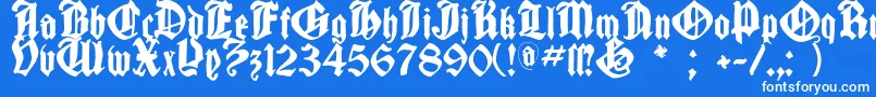 Cantaragotica-Schriftart – Weiße Schriften auf blauem Hintergrund