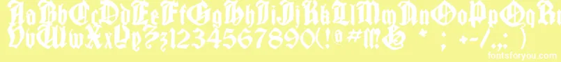 Cantaragotica-Schriftart – Weiße Schriften auf gelbem Hintergrund