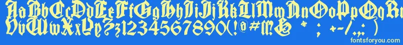 Cantaragotica-Schriftart – Gelbe Schriften auf blauem Hintergrund
