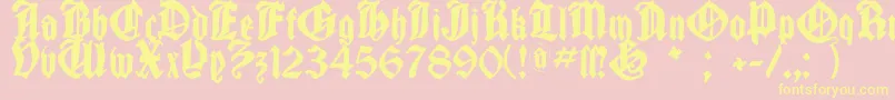 Cantaragotica-Schriftart – Gelbe Schriften auf rosa Hintergrund