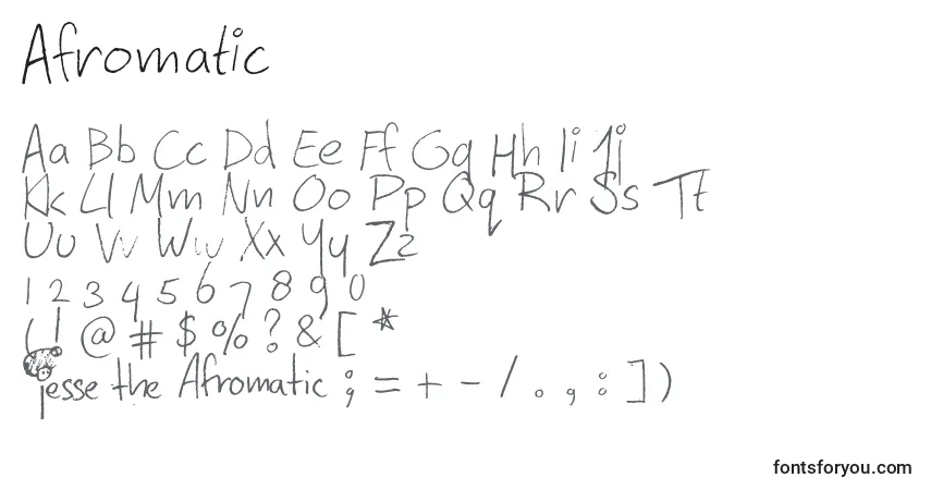 Schriftart Afromatic – Alphabet, Zahlen, spezielle Symbole