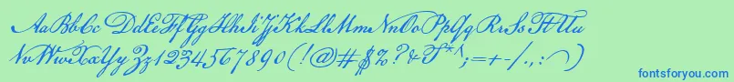 Шрифт AmericanScribe – синие шрифты на зелёном фоне