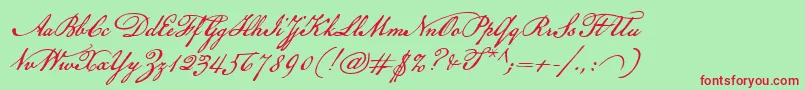 AmericanScribe Font – Red Fonts on Green Background