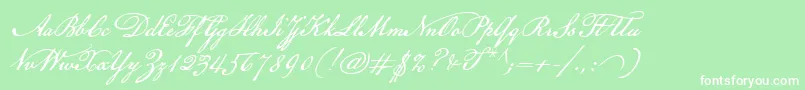 AmericanScribe-Schriftart – Weiße Schriften auf grünem Hintergrund