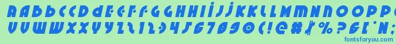 Czcionka Neuralnomicontitleital – niebieskie czcionki na zielonym tle