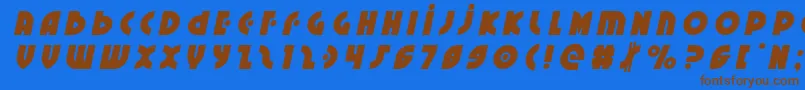 フォントNeuralnomicontitleital – 茶色の文字が青い背景にあります。
