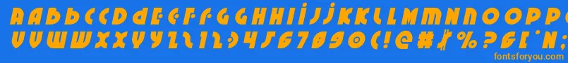 Neuralnomicontitleital-Schriftart – Orangefarbene Schriften auf blauem Hintergrund