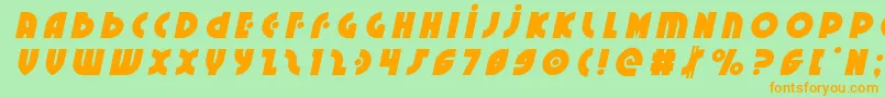 フォントNeuralnomicontitleital – オレンジの文字が緑の背景にあります。
