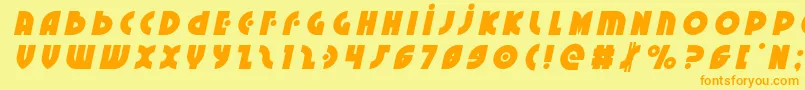 フォントNeuralnomicontitleital – オレンジの文字が黄色の背景にあります。