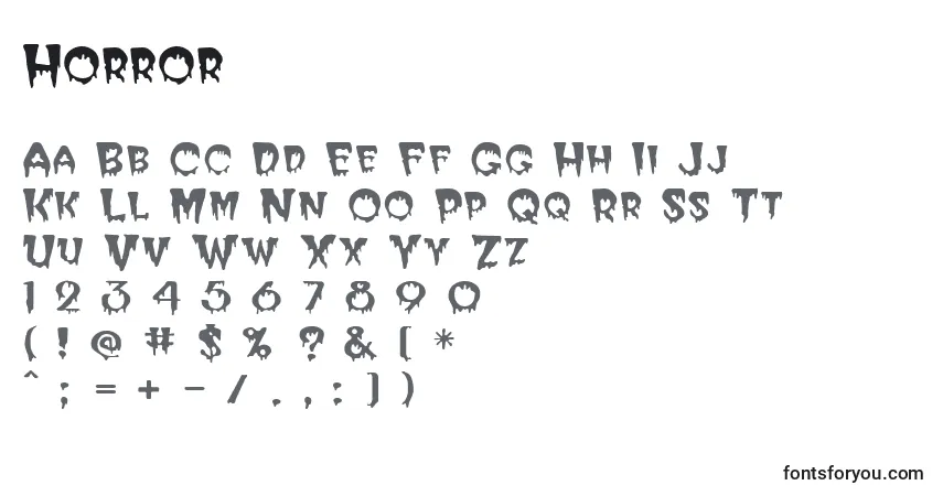 Czcionka Horror – alfabet, cyfry, specjalne znaki