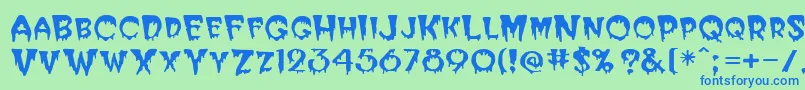 フォントHorror – 青い文字は緑の背景です。