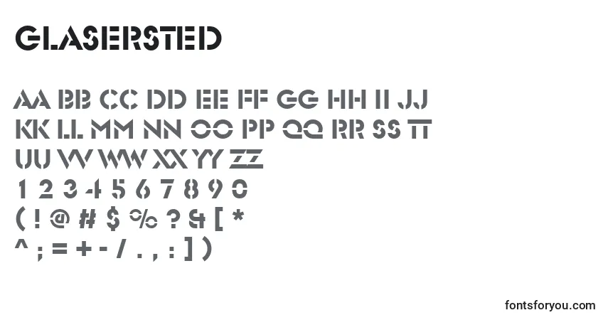 A fonte Glasersted – alfabeto, números, caracteres especiais