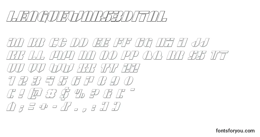 Czcionka Leaguewars3Dital – alfabet, cyfry, specjalne znaki