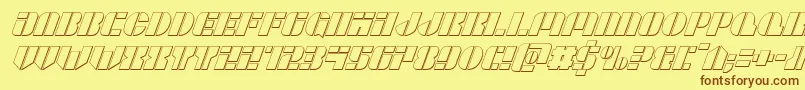 フォントLeaguewars3Dital – 茶色の文字が黄色の背景にあります。