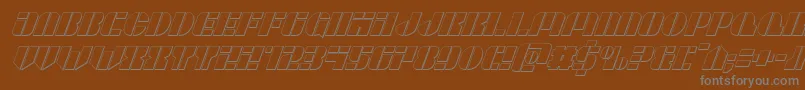 Leaguewars3Dital-fontti – harmaat kirjasimet ruskealla taustalla