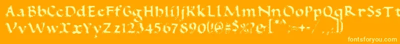 VtcAntiquefizzReguar-Schriftart – Gelbe Schriften auf orangefarbenem Hintergrund