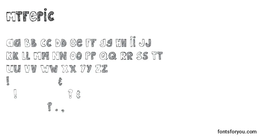 A fonte MtfEpic – alfabeto, números, caracteres especiais