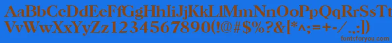 フォントHorshamBold – 茶色の文字が青い背景にあります。