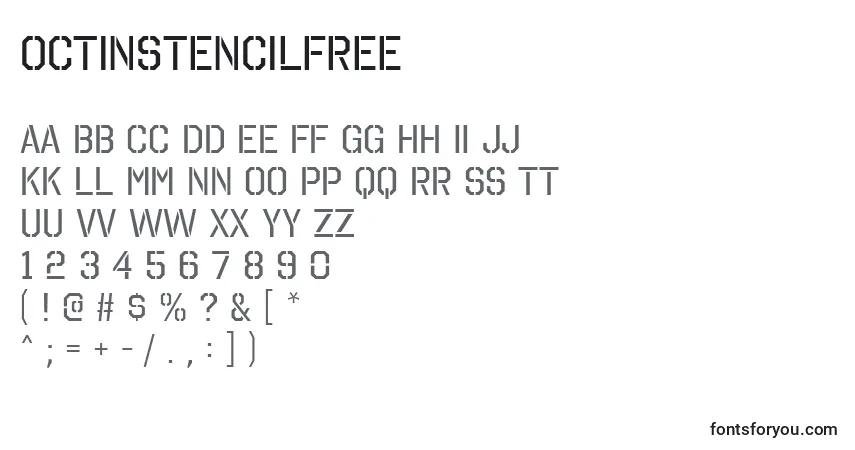 Schriftart OctinStencilFree – Alphabet, Zahlen, spezielle Symbole