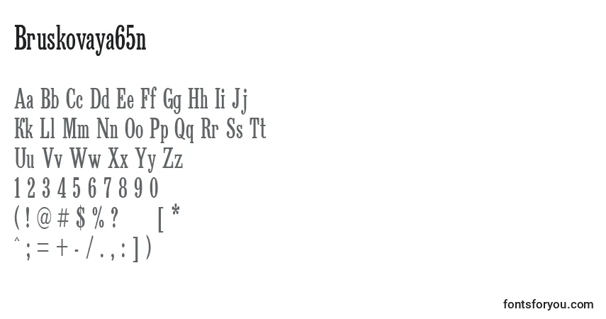 A fonte Bruskovaya65n – alfabeto, números, caracteres especiais