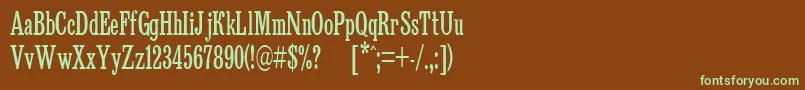 Bruskovaya65n-fontti – vihreät fontit ruskealla taustalla