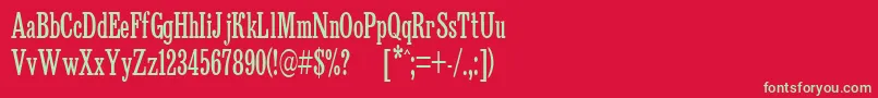 フォントBruskovaya65n – 赤い背景に緑の文字