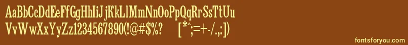 Bruskovaya65n-fontti – keltaiset fontit ruskealla taustalla