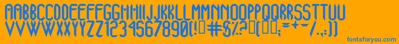 Xanadu-Schriftart – Blaue Schriften auf orangefarbenem Hintergrund