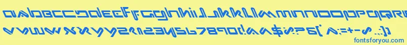 フォントXephyrLeftalic – 青い文字が黄色の背景にあります。